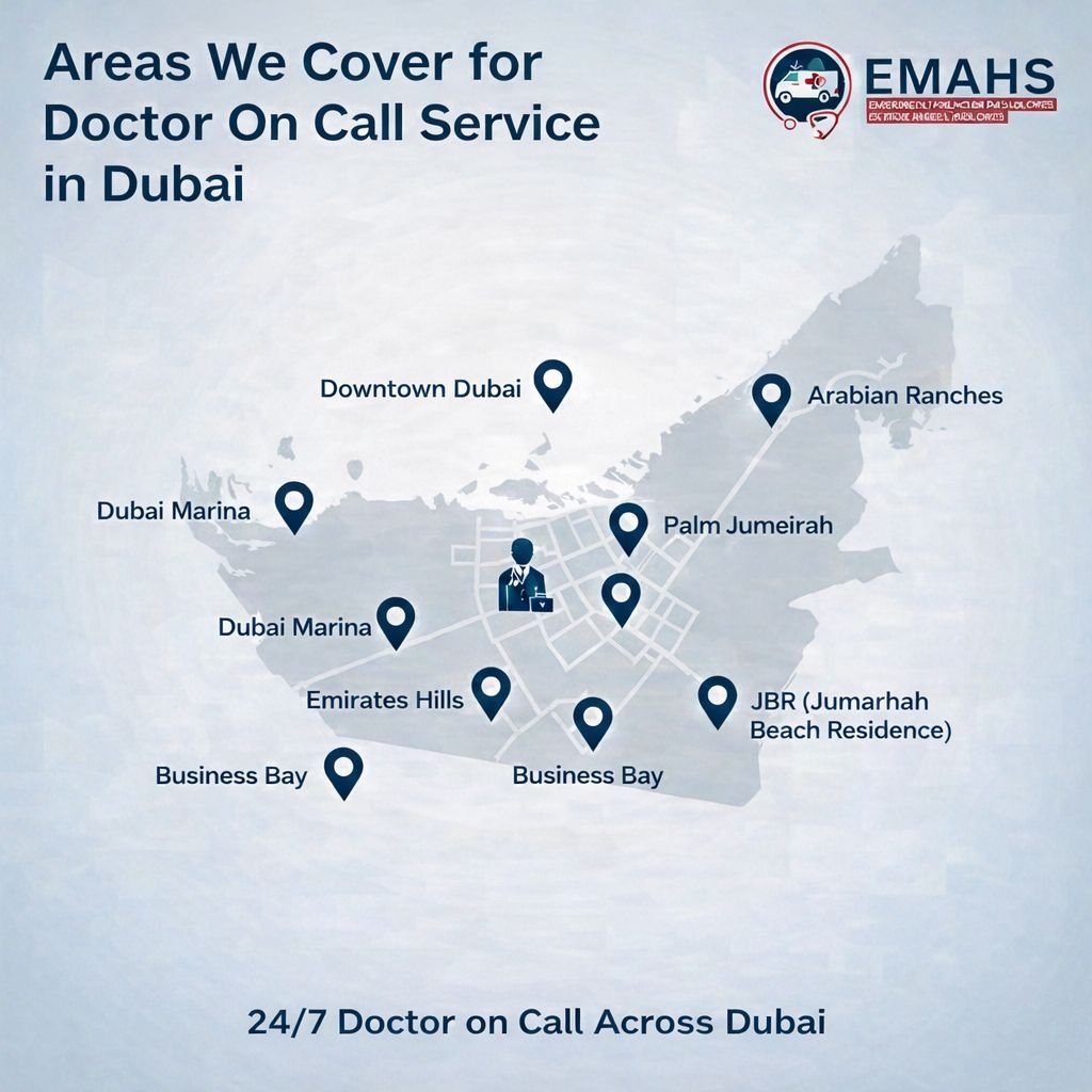 Areas We Cover for Doctor On Call Service in Dubai